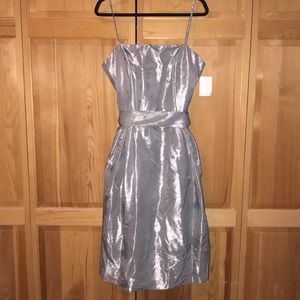 Dessy Collection Silver Jacquard Dress Size 14 NWT